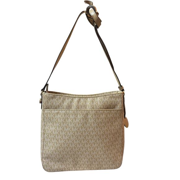 Michael Kors Jet Set Travel Large Logo Messenger - Tan - Picture 2 of 10